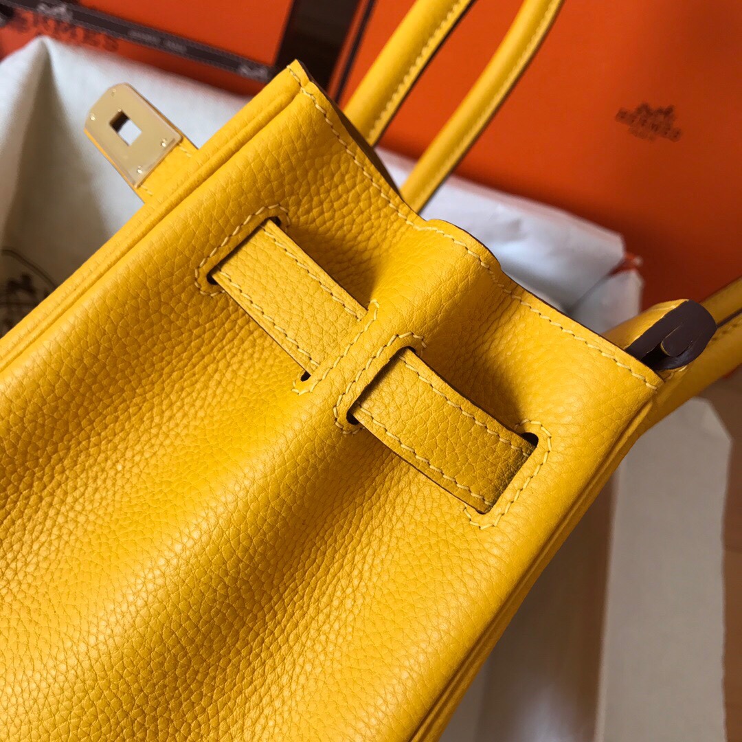 Hermes Birkin 30CM Togo Leather Handbag Yellow Amber